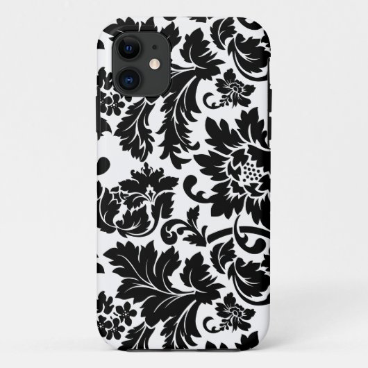 Zwarte en witte  Floral Damaskers Case-Mate iPhone Case (Achterkant)