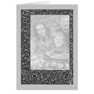 Zwarte en witte Floral Design Photo Card