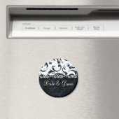 Zwarte en witte Floral Magneet (Insitu (Vaatwasser))