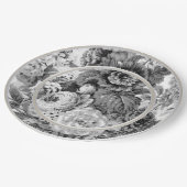 Zwarte en witte  Floral Papieren Bordje (Gekanteld)