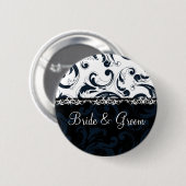 Zwarte en witte Floral Ronde Button 5,7 Cm (Voorkant /achterkant)