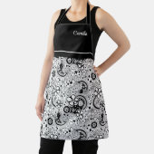 Zwarte en witte Floral Schort (Insitu)
