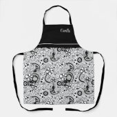 Zwarte en witte Floral Schort (Voorkant)