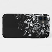 Zwarte en witte Floral Swirls Case-Mate iPhone Case (Achterkant (horizontaal))