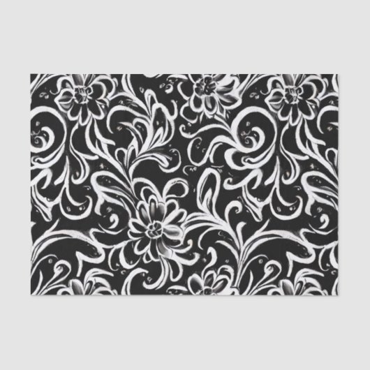 Zwarte en witte Floral Tissuepapier (Voorkant)