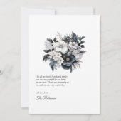 Zwarte en witte Floral Wedding Bedankkaart (Achterkant)