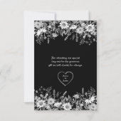 Zwarte en witte Floral Wedding Bedankkaart (Achterkant)