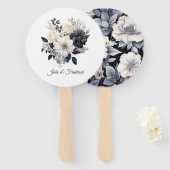 Zwarte en witte Floral Wedding Handwaaier (Voorkant en achterkant)