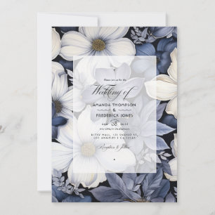 Zwarte en witte Floral Wedding Kaart