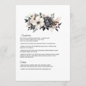 Zwarte en witte Floral Wedding Menu (Achterkant)