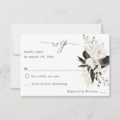 Zwarte en witte Floral zonder maaltijden RSVP 4 (Voorkant)
