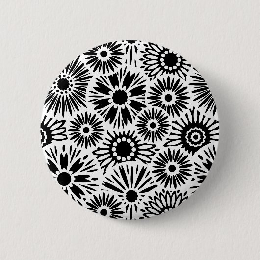 zwarte en witte florale Button (Voorkant)