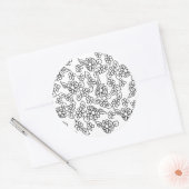 Zwarte en witte florale tekening ronde sticker (Envelop)