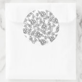 Zwarte en witte florale tekening ronde sticker (Tas)