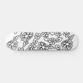 Zwarte en witte florale tekening skateboard (Horizontaal)