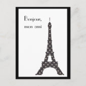 Zwarte en witte Franse poka Dots Eiffel Tower Briefkaart (Voorkant)
