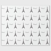 Zwarte en witte Franse poka Dots Eiffel Tower Cadeaupapier (Vlak)