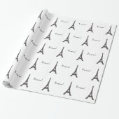 Zwarte en witte Franse poka Dots Eiffel Tower Cadeaupapier (Uitgerold)