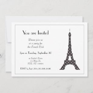 Zwarte en witte Franse poka Dots Eiffel Tower Kaart