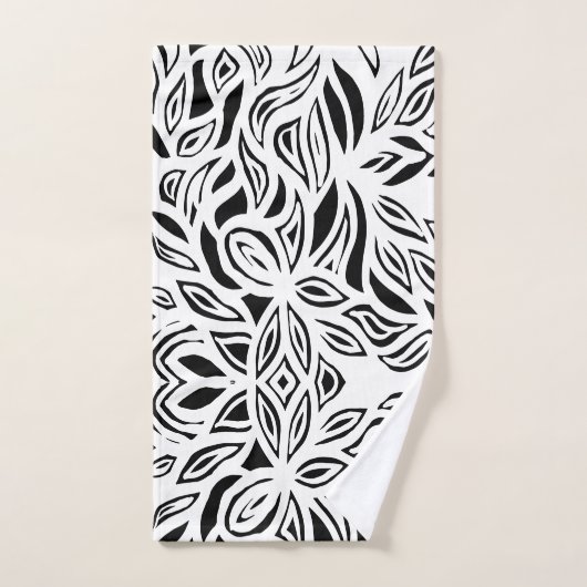 Zwarte en witte geborstelde bloem bad handdoek (Handdoek)