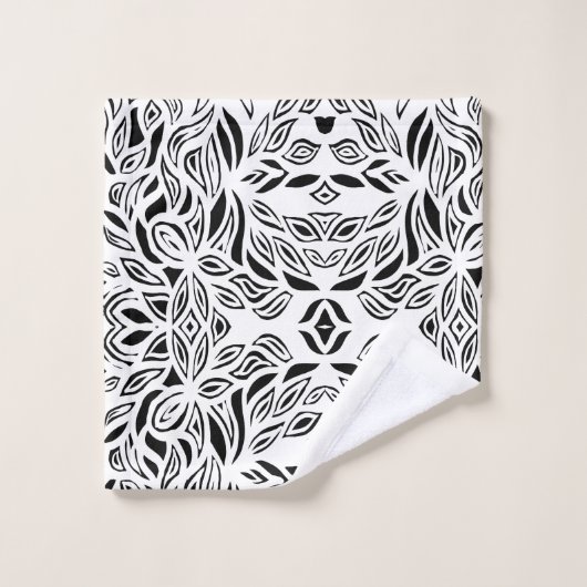 Zwarte en witte geborstelde bloem bad handdoek (Wasdoekje)