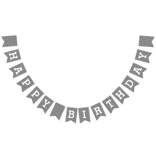 Zwarte en Witte Geestooth Happy Birthday Vlaggetjes (Alle)