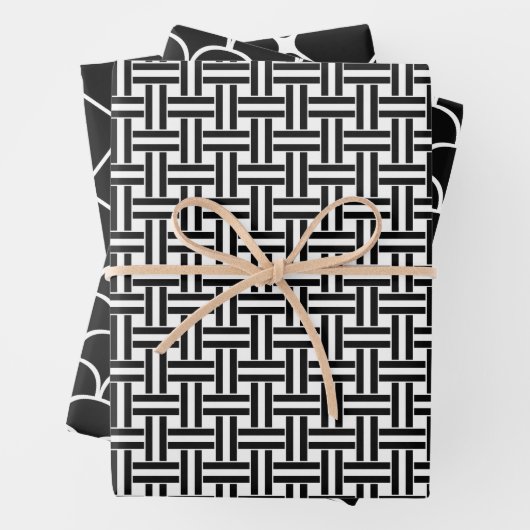 Zwarte en witte geometrische Design Inpakpapier Vel (In situ)