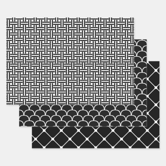 Zwarte en witte geometrische Design Inpakpapier Vel (Set)