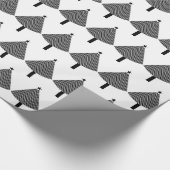 Zwarte en witte geometrische grafische kerstbomen cadeaupapier (Hoek)