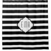 Zwarte en witte geometrische strips douchegordijn (Voorkant)