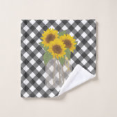 ZWARTE EN WITTE GINGHAM BAD HANDDOEK (Wasdoekje)