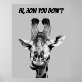 Zwarte en witte Giraffe Poster (Voorkant)