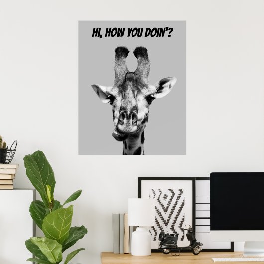 Zwarte en witte Giraffe Poster (Thuiskantoor)