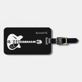 Zwarte en witte gitaar, gitarist bagagelabel
