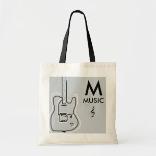 zwarte en witte gitaar tote bag
