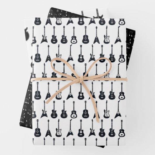 Zwarte en witte gitaren inpakpapier vel (In situ)