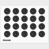 Zwarte en witte glanzende glitter sparkles Sweet 1 Ronde Sticker (Vel)