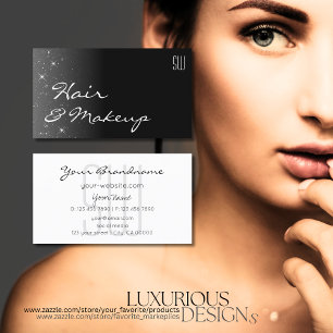 Zwarte en witte glittersterren met Initialen Moder Visitekaartje