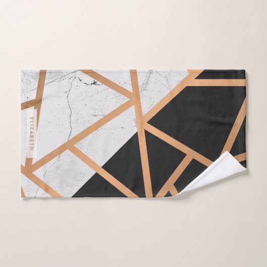 Zwarte en witte gouden marmer bad handdoek (Handdoek)