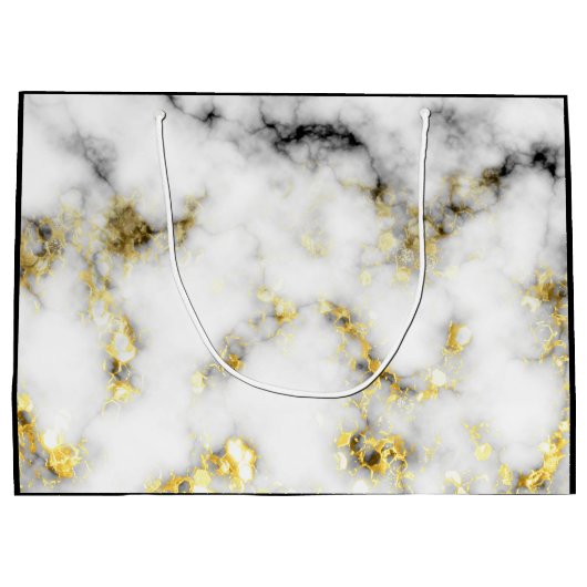 Zwarte en witte goudsparametensmaak Monogram Groot Cadeauzakje (Achterkant)