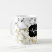 Zwarte en witte goudsparametensmaak Monogram Koffiemok (Voorkant links)