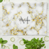Zwarte en witte goudsparametensmaak Monogram Theedoek (Gevouwen)