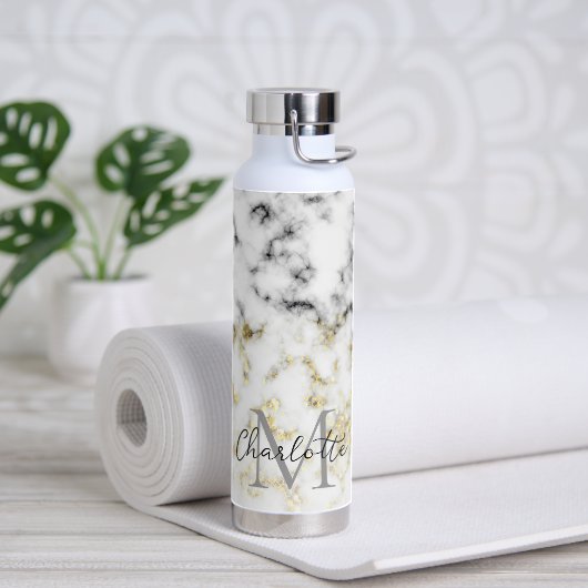 Zwarte en witte goudsparametensmaak Monogram Waterfles (Yoga)