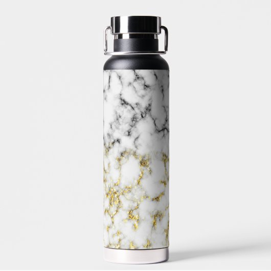 Zwarte en witte goudsparametensmaak Monogram Waterfles (Achterkant)