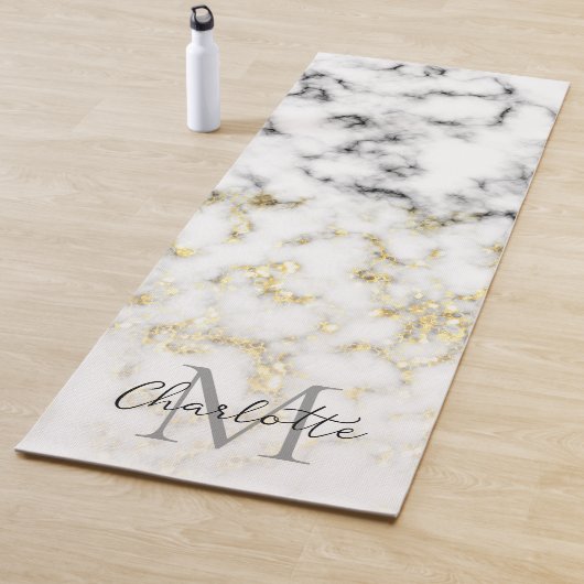 Zwarte en witte goudsparametensmaak Monogram Yogamat (In situ)