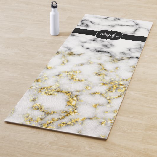 Zwarte en witte goudsparametensmaak Monogram Yogamat (In situ)