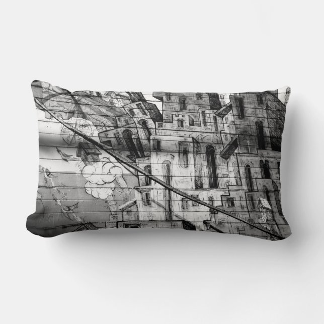 Zwarte en witte graffiti in San Francisco Kussen (Voorkant)