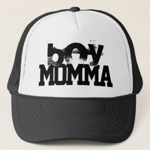 zwarte en witte grijze BOY MOMMA-letters Trucker Pet