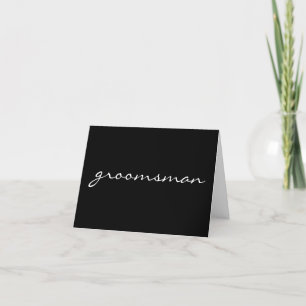 Zwarte en Witte Groomsman Bedankkaart