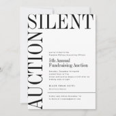 Zwarte en witte grote tekst Silent Auction Kaart (Voorkant)